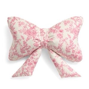 NWT En Vogue Pink Toile Bow Decorative Pillow - Coquette Aesthetic